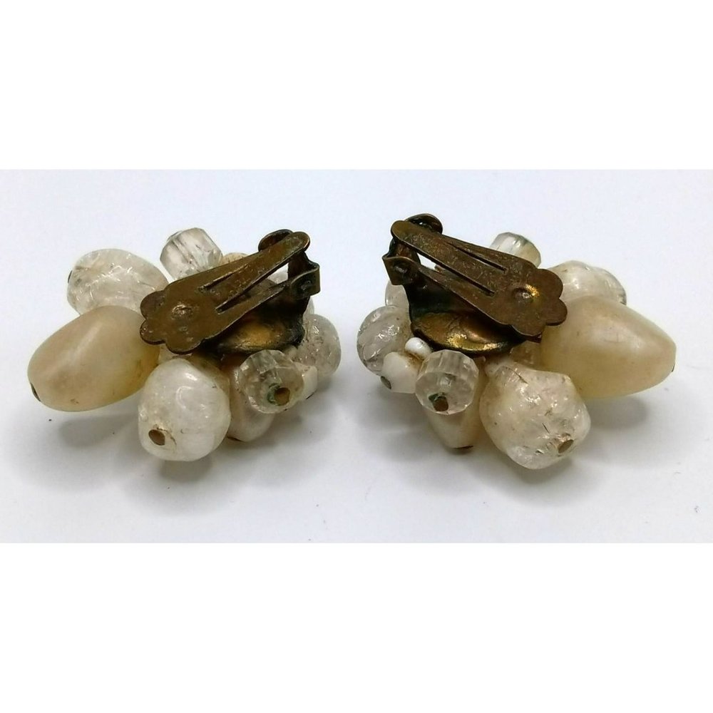 Vintage West Germany Marked Bead Cluster Clip‎ On Earrings - Picture 3 of 6